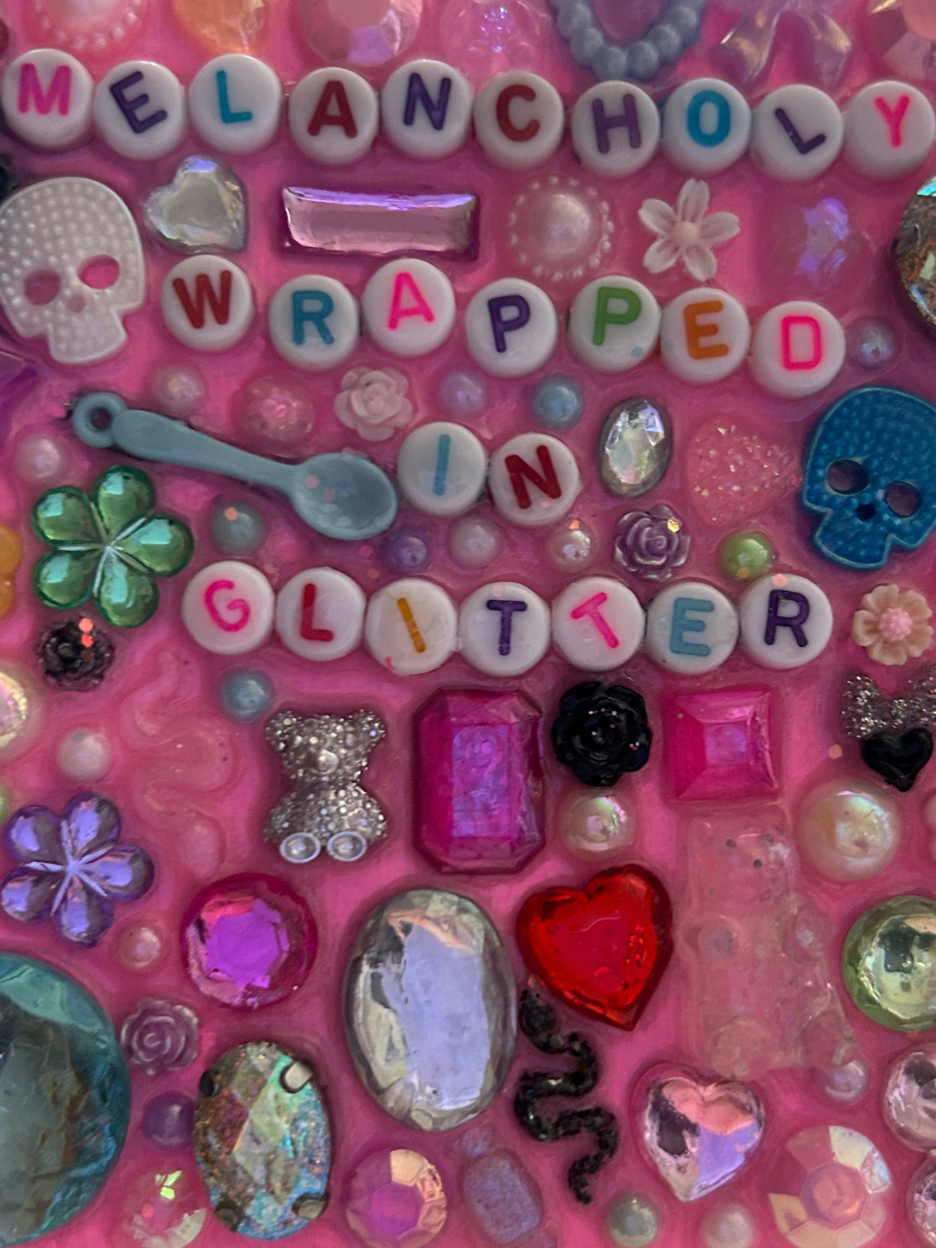 ‘Melancholy Wrapped in Glitter’ - Bedazzled Mini Statement Canvas